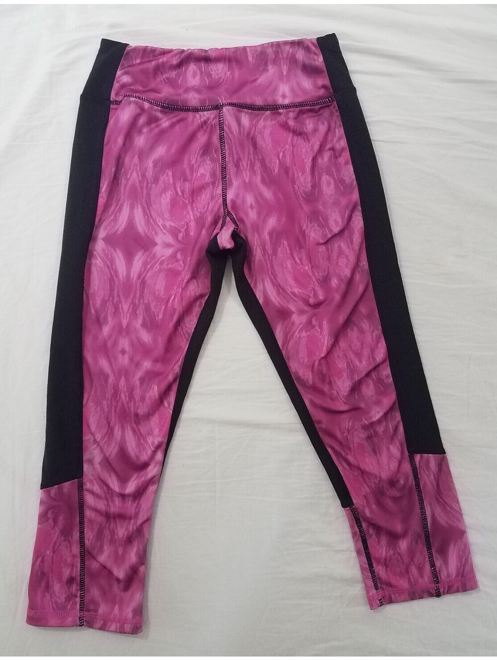 Kyodan Womens Pink Black Patterned Cropped Capris Athletic Yoga Pants X-Small
